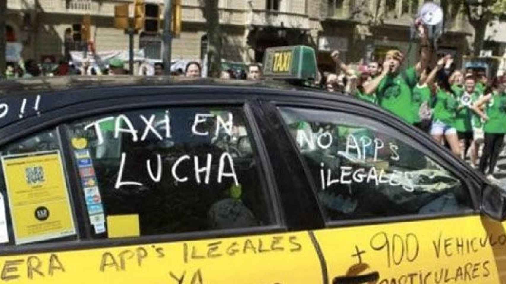 Imagen de una protesta anterior de los taxistas en Barcelona / CG