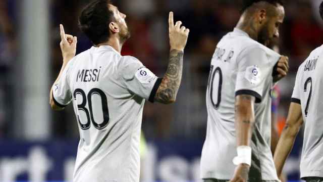 Leo Messi, celebrando el gol marcado contra Clermont en la Ligue 1 / EFE