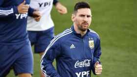 Una foto de Leo Messi durante un entrenamiento de la selección argentina / AFA