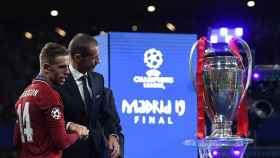 Ceferin y Henderson después de la final de Madrid 2019 / UEFA