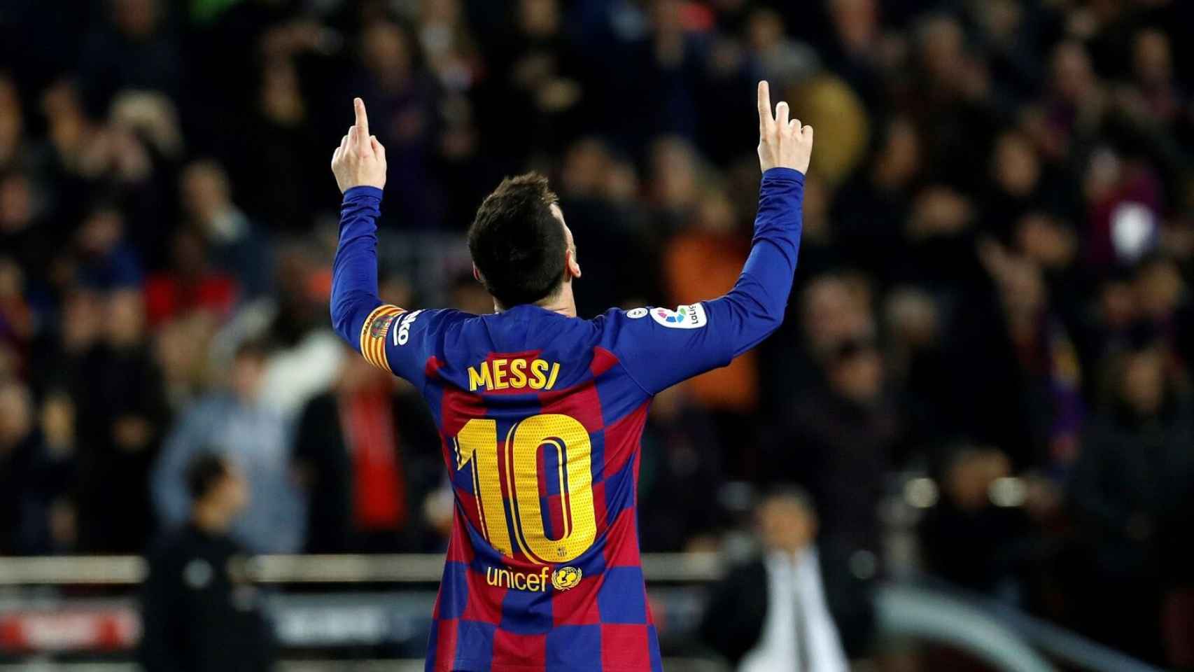 Leo Messi celebra un gol del Barcelona / EFE