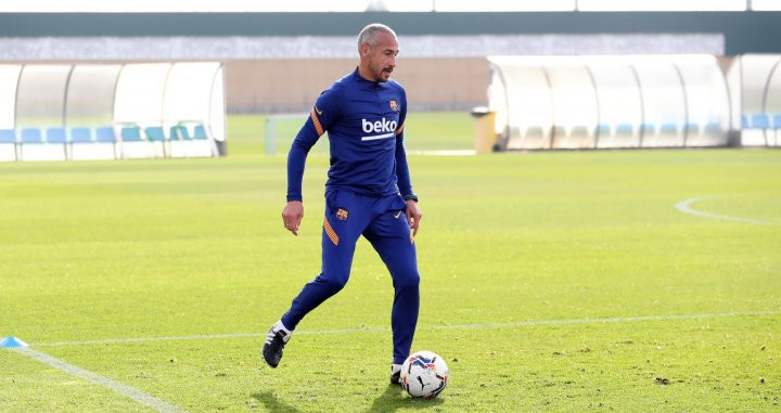 Larsson, en un entrenamiento del Barça | FCB
