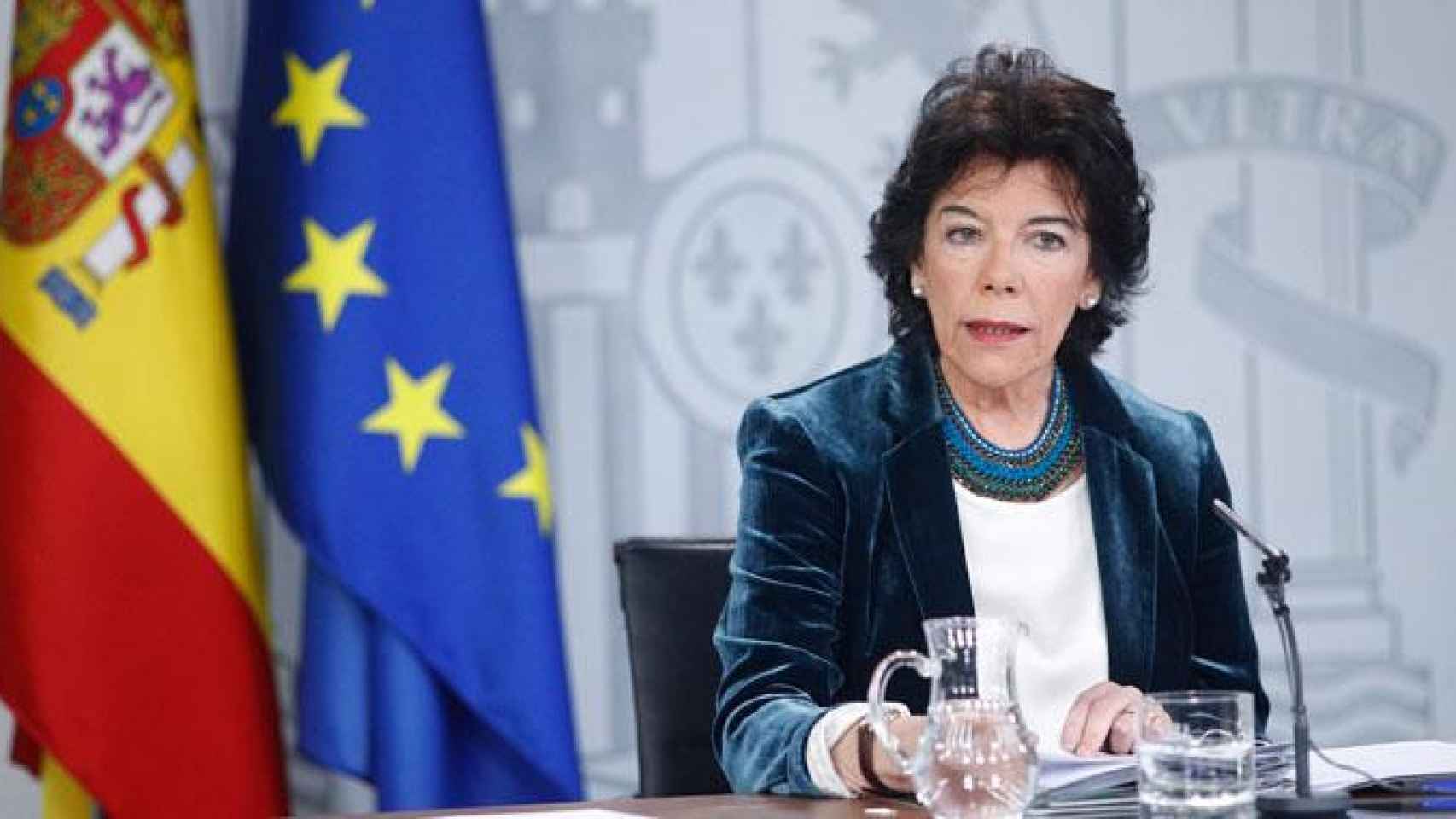 La ministra Portavoz, Isabel Celaá, en el Consejo de Ministros donde ha hablado de la muerte del 'rider' de Glovo / EUROPA PRESS