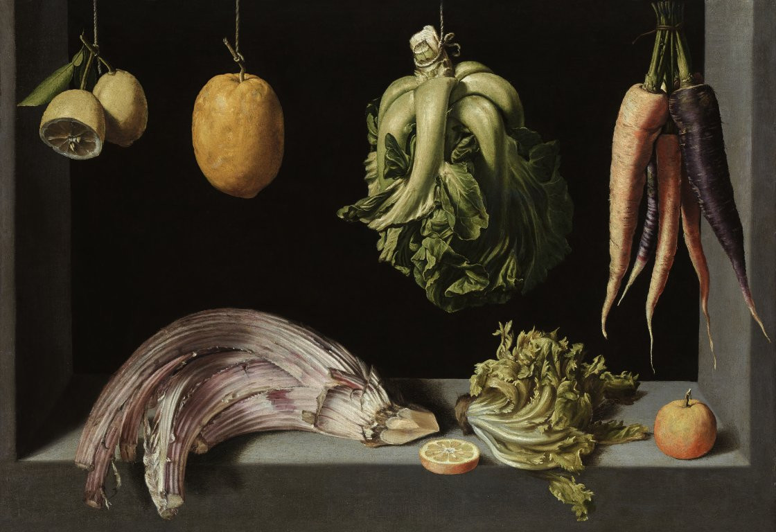 El lienzo de Sánchez Cotán ‘Bodegón con frutas y verduras’, ejecutado hacia 1602 / COLECCIÓN ABELLÓ / IMAGEN: JOAQUÍN CORTÉS