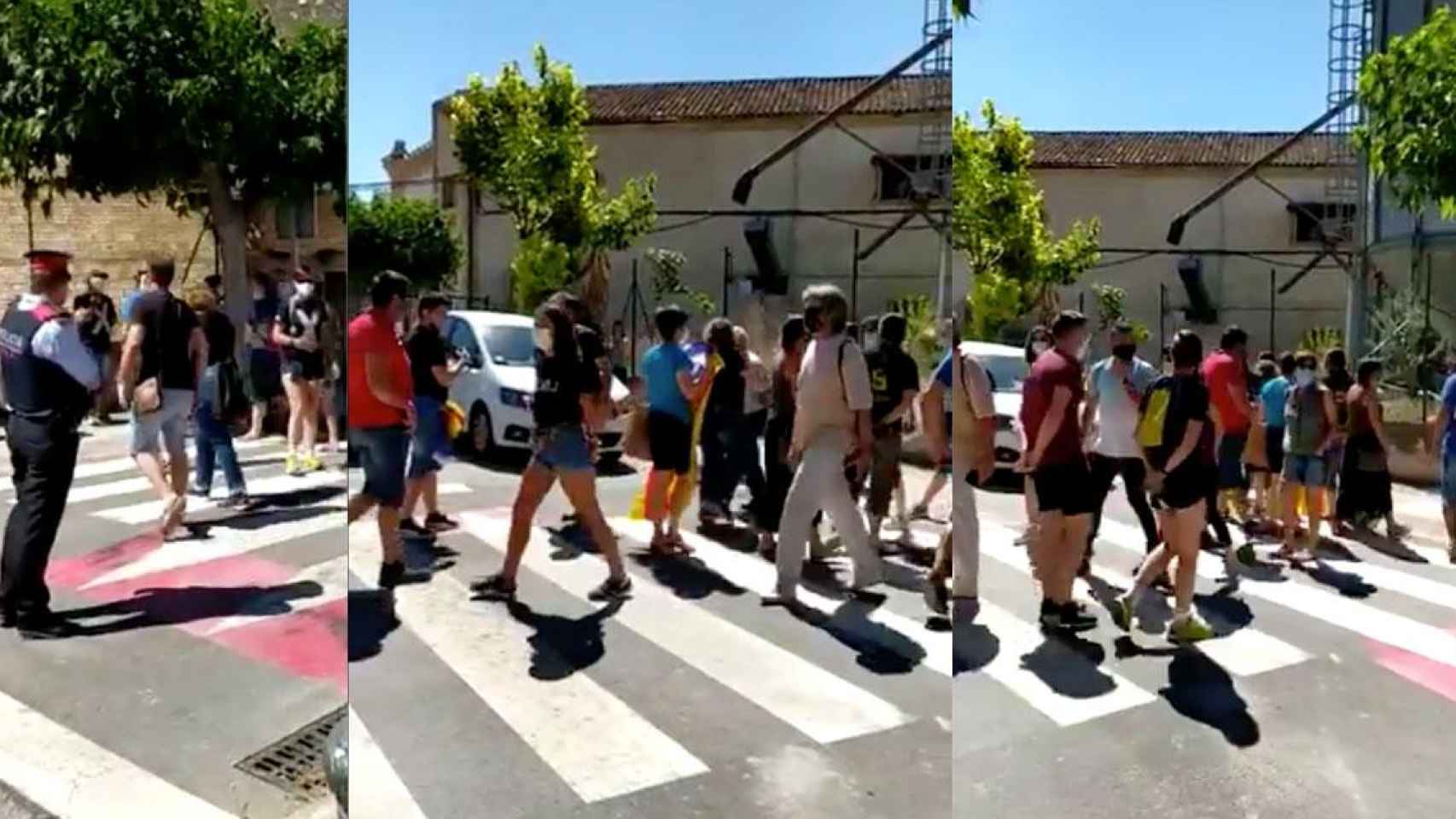 Fotogramas de como  'indepes' boicotean una reducida concentración de Vox en Tarragona / TWITTER