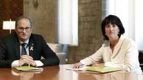 El presidente de la Generalitat, Quim Torra, junto a la presidenta de la ANC, Elisenda Paluzie / EFE