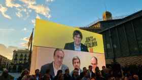 Intervención de Carles Puigdemont por videoconferencia en el acto final de campaña del 28A de Junts per Catalunya / JxCat