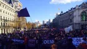 Imagen de la manifestación convocada por Podemos este sábado en Madrid