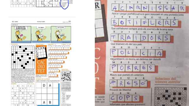 El crucigrama publicado por un medio catalán que indigna a los sindicatos policiales / TWITTER