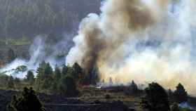 Imagen del incendio de La Palma, que quema desde el miércoles en la isla canaria.