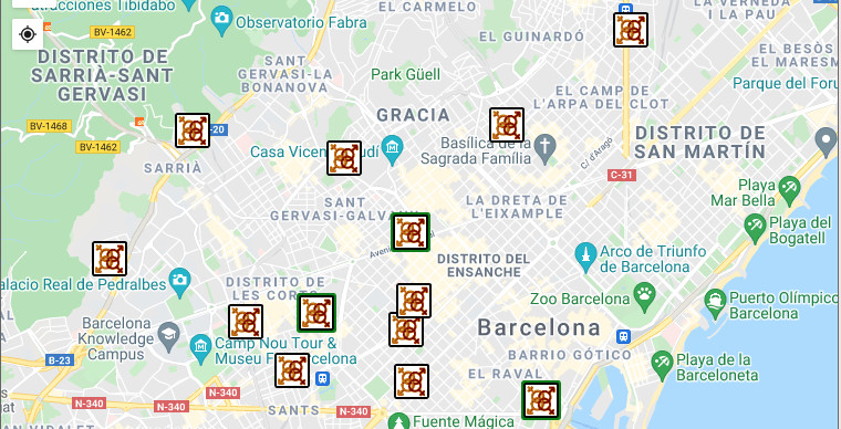 Mapa desarrollado por sexomercadobcn.com en el que se localizan los diferentes locales 'swinger' de Barcelona / SEXOMERCADOBCN