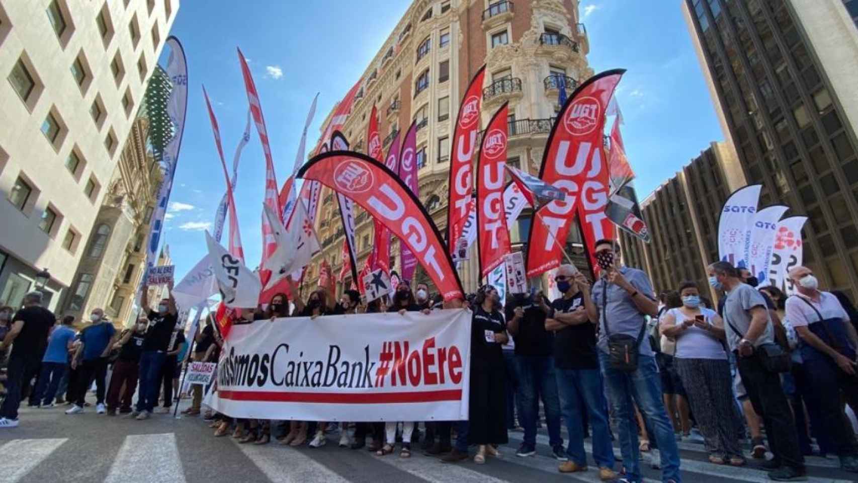 Manifestación contra el ERE de Caixabank en Barcelona / CEDIDA