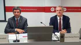 El presidente de la Cámara de Comercio de Barcelona, Joan Canadell, y el director del Gabinete de Estudios, Joan Ramon Rovira