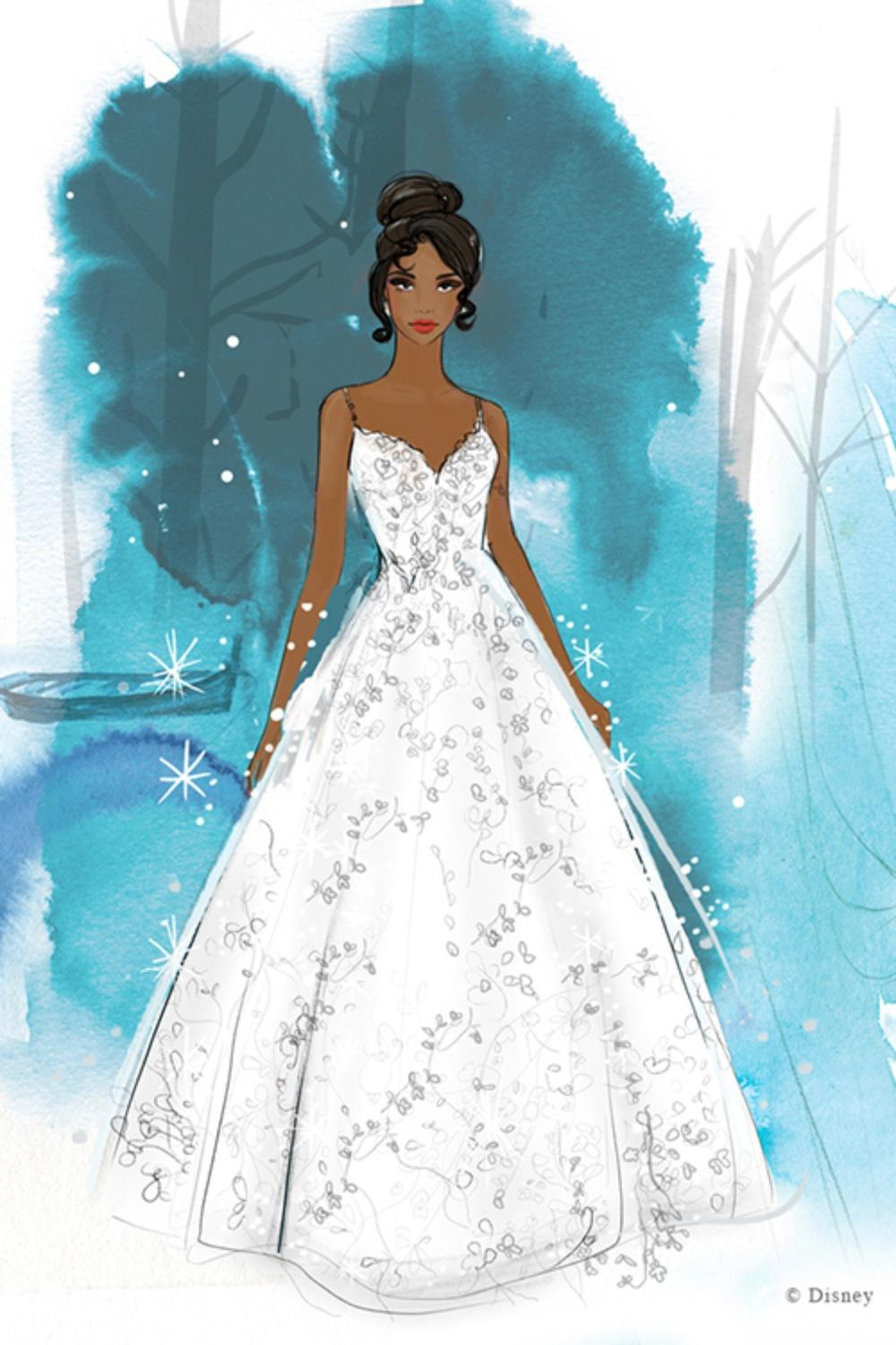 Boceto Vestido de Tiana / Site Oficial Disney Weddings