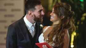 Una foto de Leo Messi y Antonella Roccuzzo el día de su boda