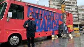Joan Laporta en el autobús de precampaña / 'Estiemem el Barça'