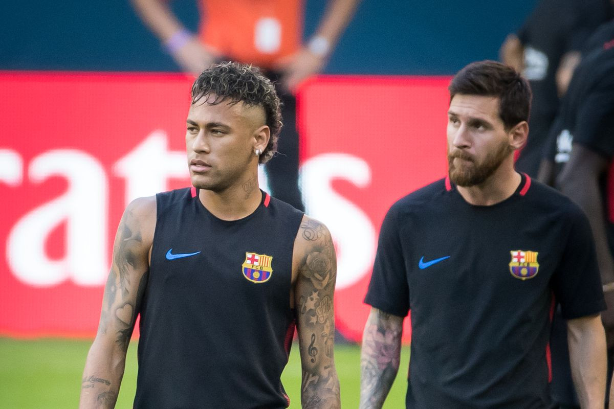 Neymar y Messi en un entrenamiento del Barça / EFE