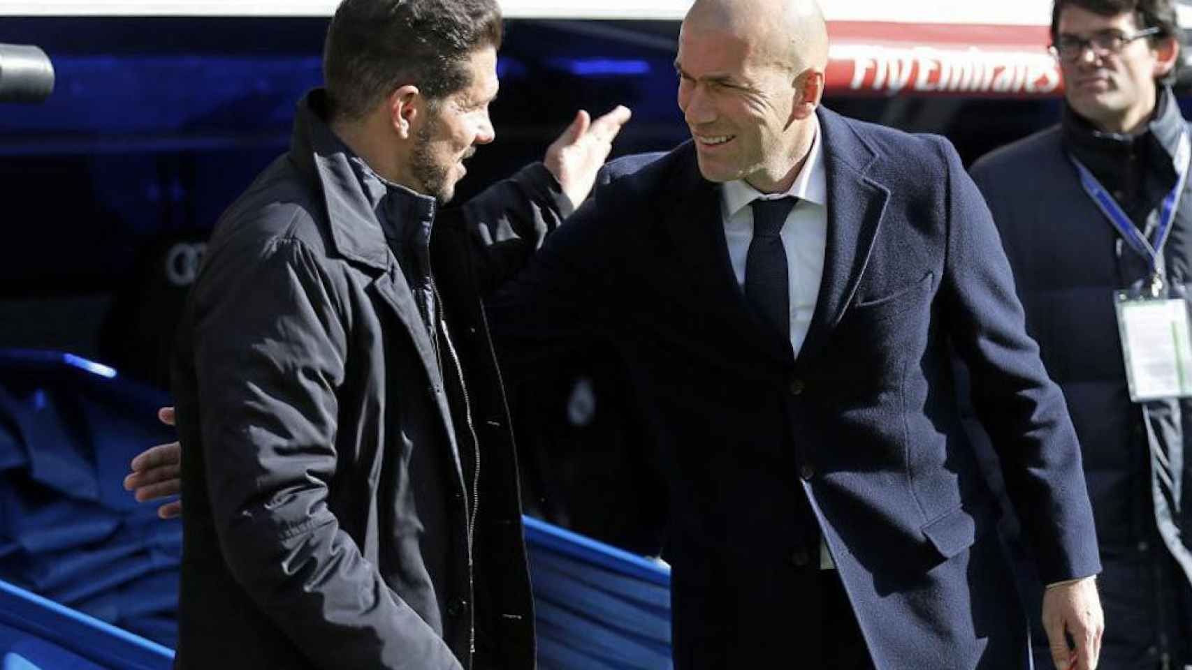 Una foto del Cholo Simeone y Zinedine Zidane durante un partido / EFE