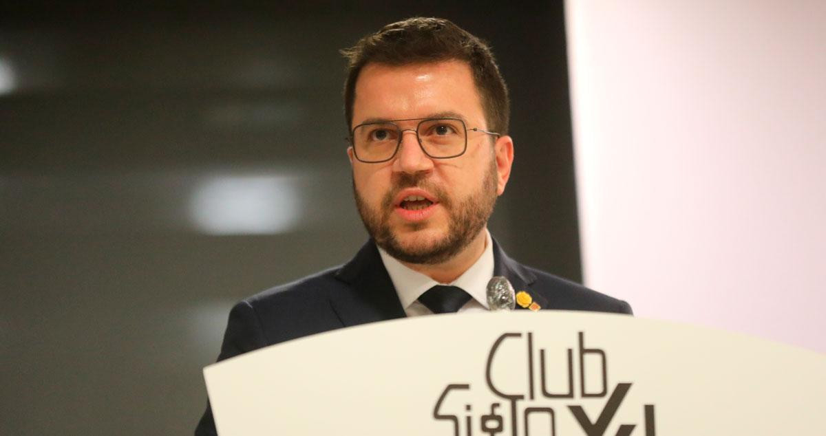 El presidente catalán, Pere Aragonès, en el Club Siglo XXI en Madrid / EP
