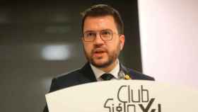 El presidente catalán, Pere Aragonès, en el Club Siglo XXI en Madrid / EP