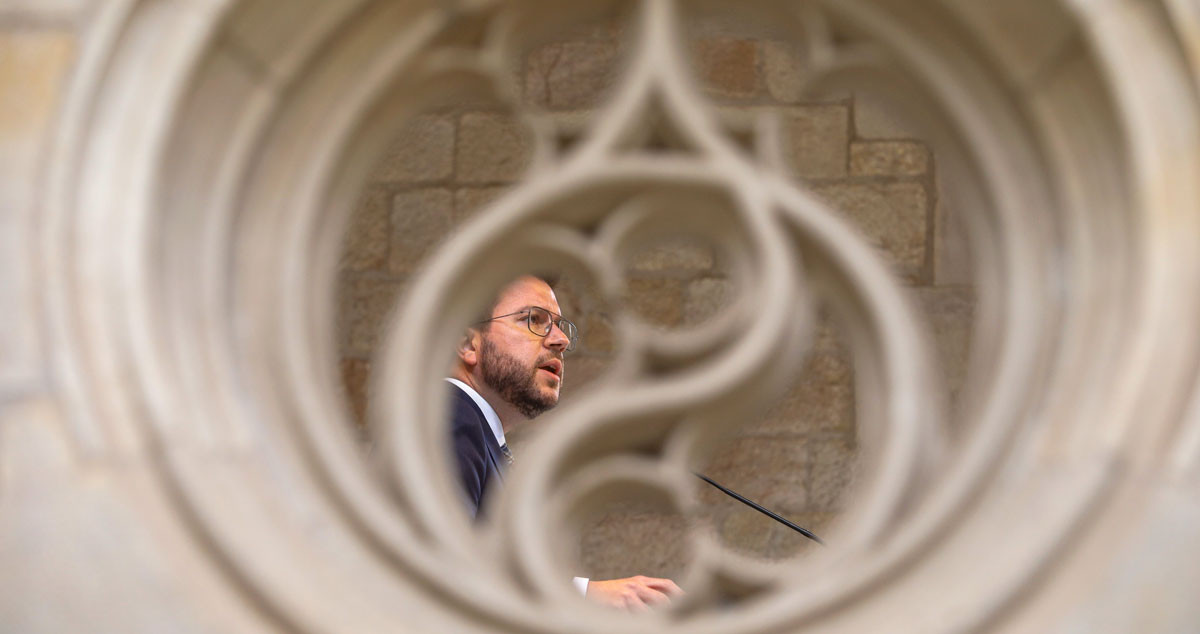 Pere Aragonès, presidente catalán, en el Palau de la Generalitat el lunes / EP
