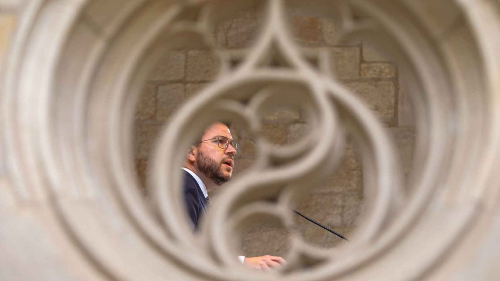 Pere Aragonès, presidente catalán, en el Palau de la Generalitat el lunes / EP