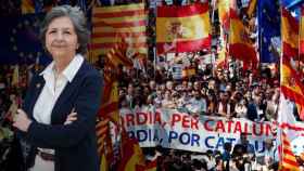Elda Mata Miró-Sans, presidenta de Societat Civil Catalana, ante una manifestación organizada por la entidad constitucionalista / SCC