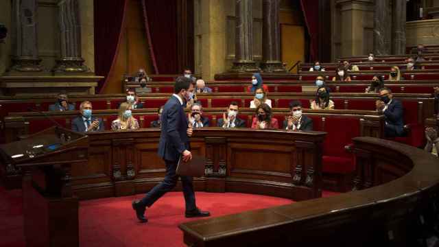 El 'president' de la Generalitat, Pere Aragonès, interviene en su primer debate de Política General / EP