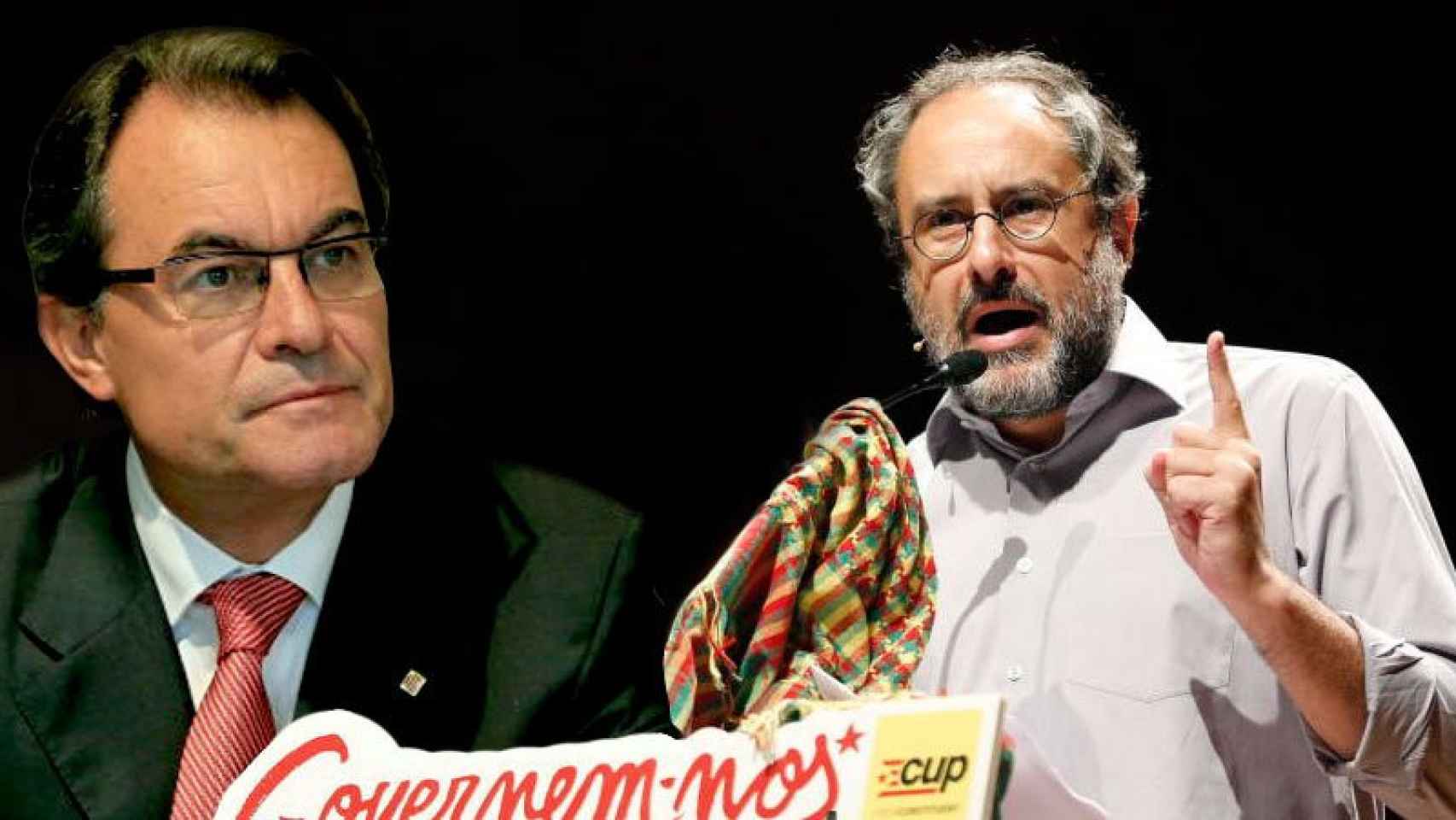 El presidente de la Generalitat y de CDC, Artur Mas, y el cabeza de lista de la CUP el 27S, Antonio Baños / FOTOMONTAJE DE CG