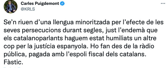Puigdemont, ofendido por las bromas de RNE