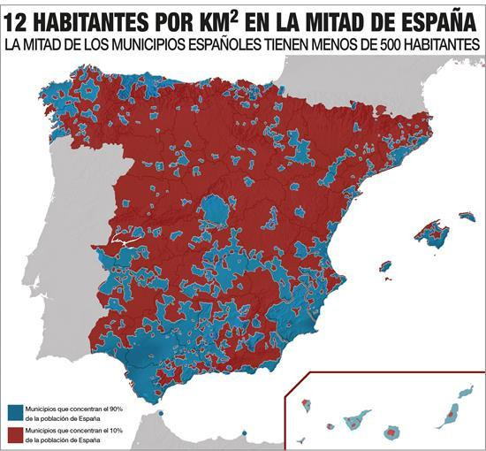 Mapa con la distribución poblacional en España / EFE