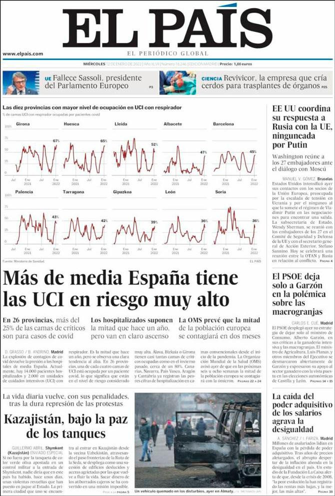 La portada de 'El País' del 12 de enero de 2022 / Kiosko