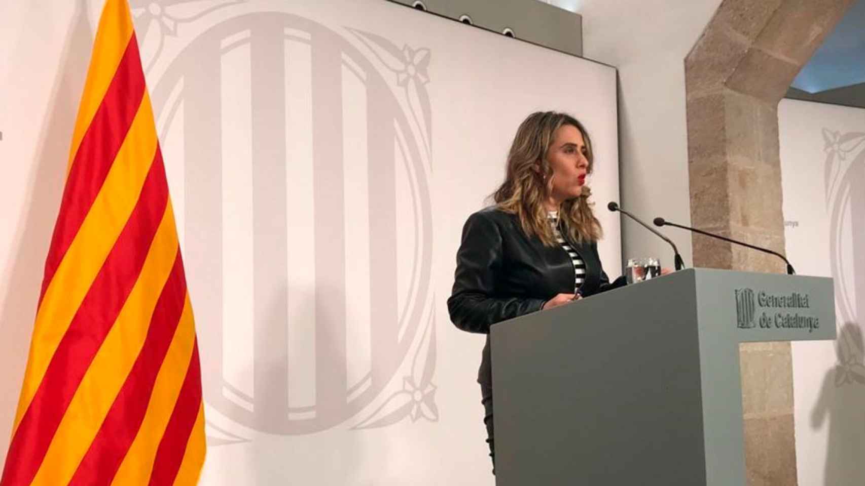 La portavoz del Govern de la Generalitat, Patrícia Plaja, en la rueda de prensa celebrada tras el Consell Executiu de este martes, en la que ha afirmado que la negociación sigue viva respecto a la huelga de médicos / EUROPA PRESS