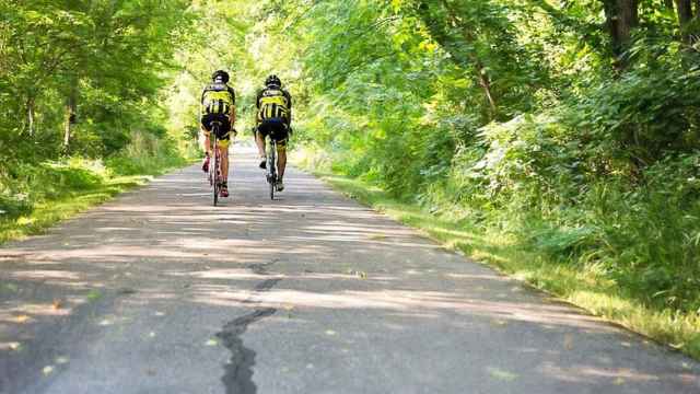Dos ciclistas pasean por un carril natural en pleno día / PIXABAY