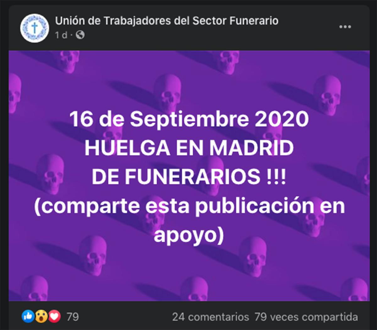Huelga de funerarios en Madrid / FACEBOOK
