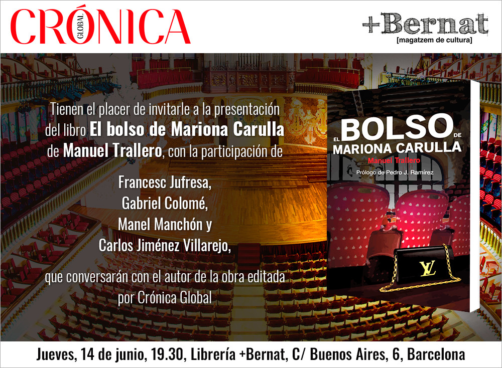 Invitación a la presentación del libro 'El bolso de Mariona Carulla', de Manuel Trallero
