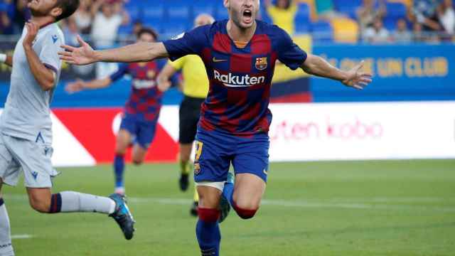 Abel Ruiz celebra un gol con el Barça B / FCB