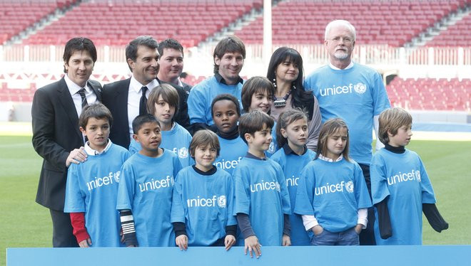 Laporta y Messi en un acto de Unicef / FC Barcelona