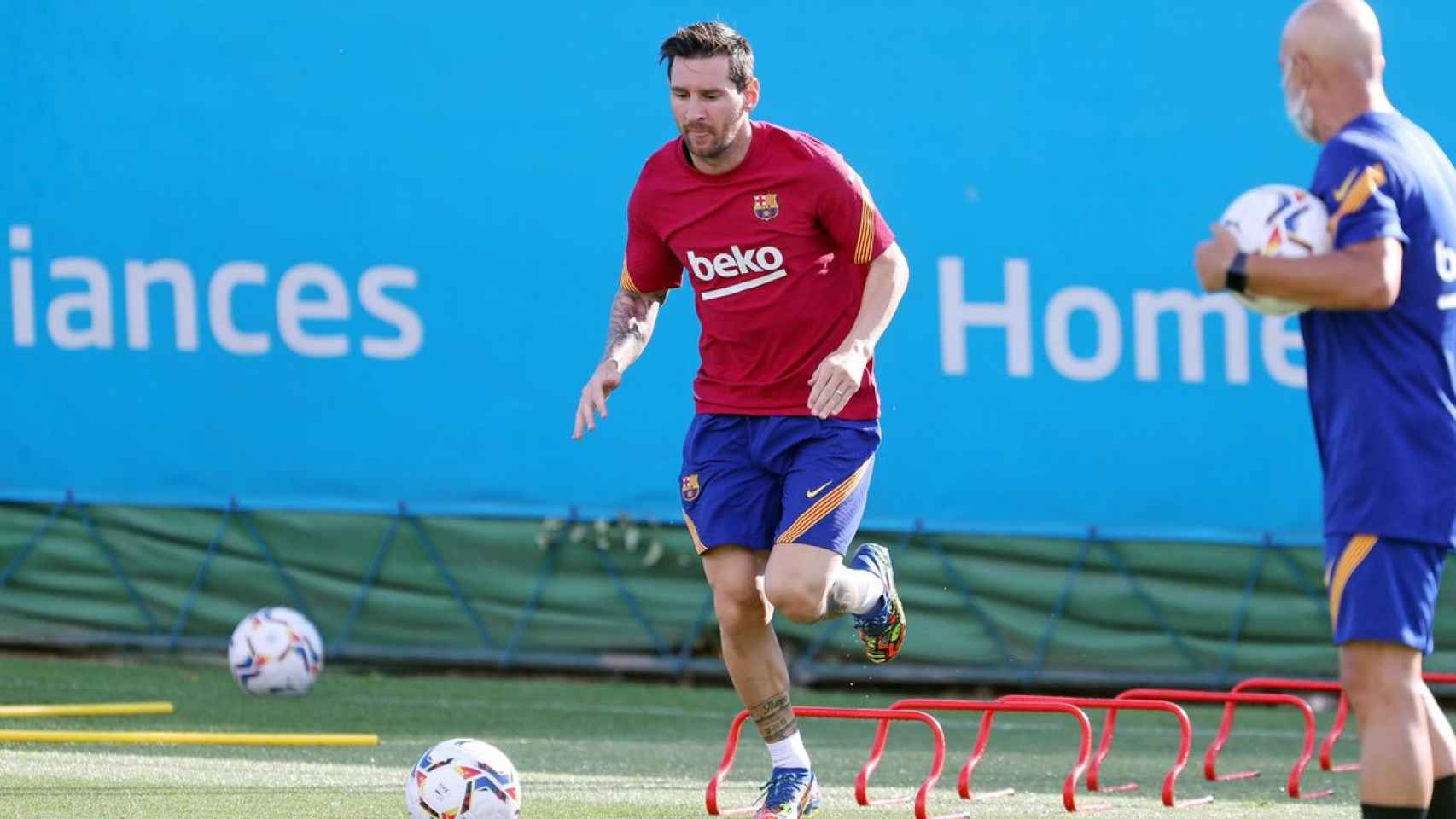 Leo Messi en un entrenamiento del Barça / FCB