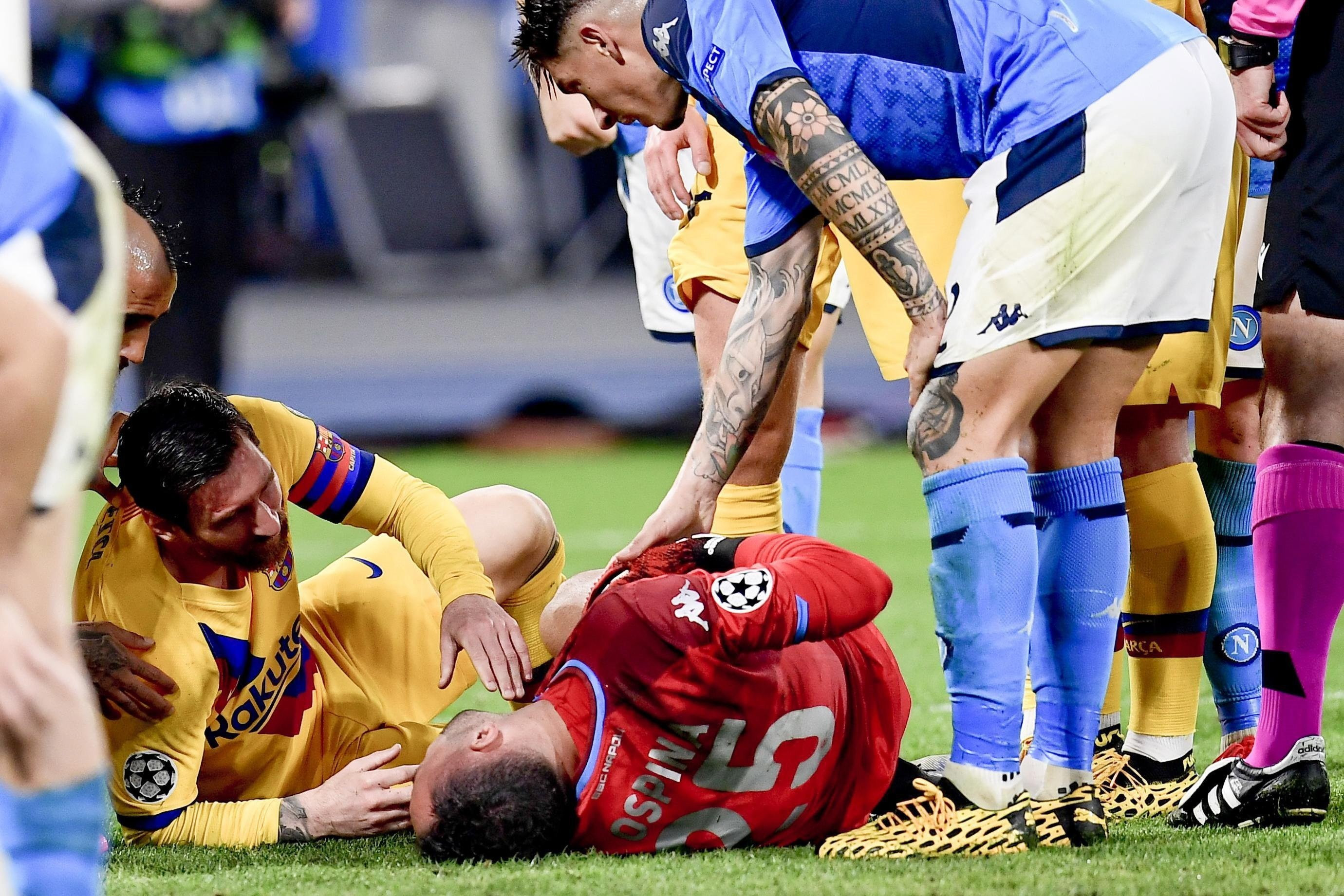 Messi, en el momento del choque contra Ospina | EFE