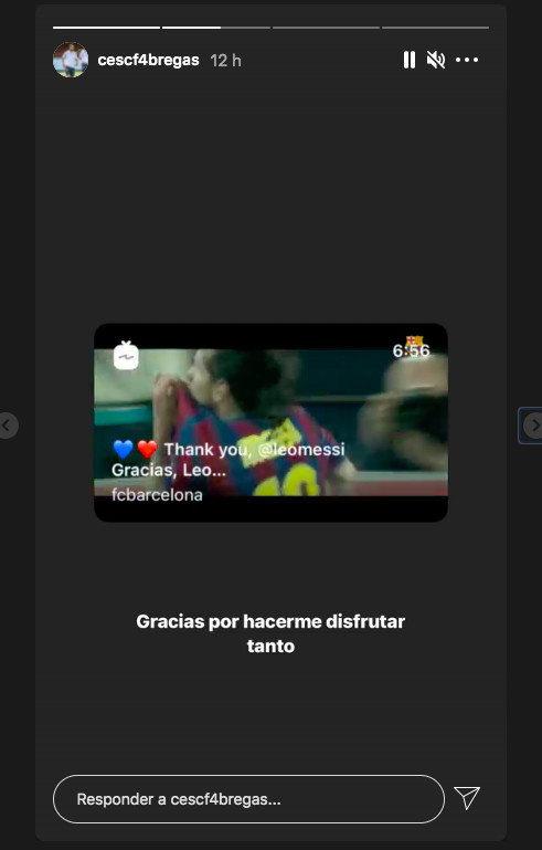 mensaje de cesc fàbregas a Leo Messi