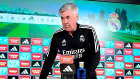 Carlo Ancelotti, durante una rueda de prensa del Real Madrid / EFE