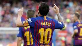 Messi y su celebración tras marcar un gol / EFE