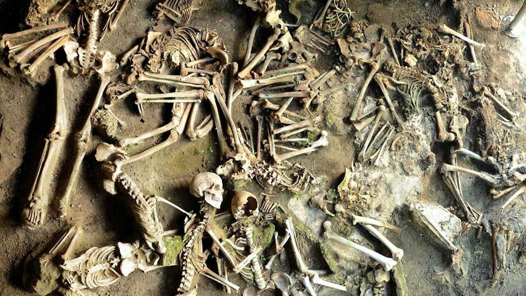 Restos óseos de víctimas de la erupción del Vesubio en Herculano / EFE
