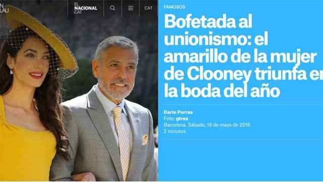 Euforia de los medios afines al independentismo ante el vestido amarillo de la esposa de George Clooney en la boda real / CG