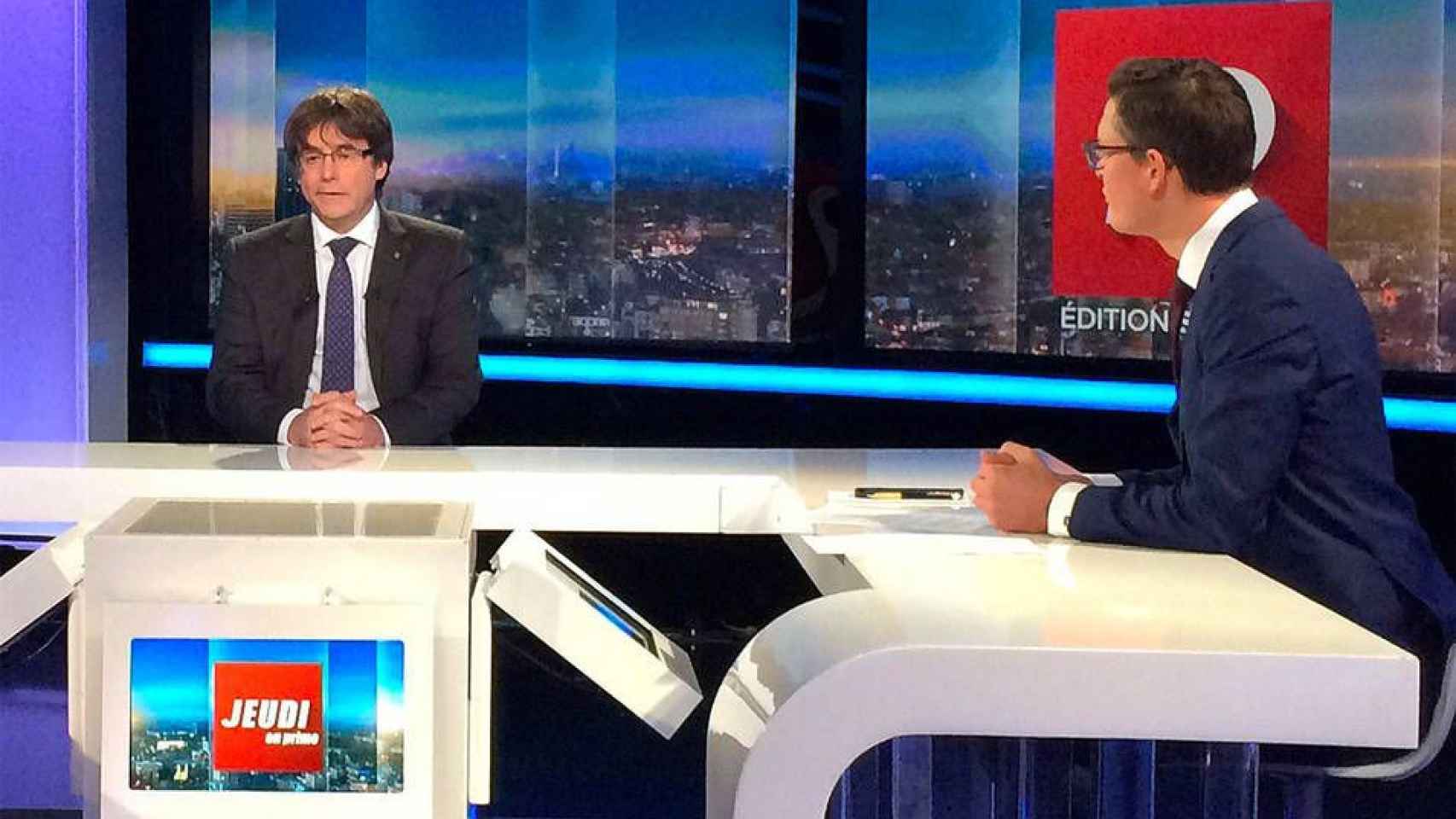 Puigdemont durante una entrevista en una televisión belga / EFE