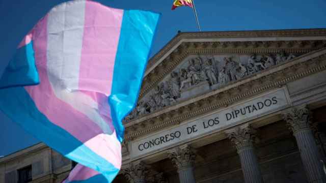 Una bandera del colectivo 'trans' frente al Congreso / EP