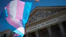 Una bandera del colectivo 'trans' frente al Congreso / EP