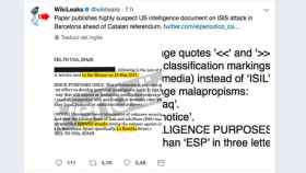 El tuit de WikiLeaks en el que califica el documento de la CIA publicado por 'El Periódico' de altamente sospechoso / CG