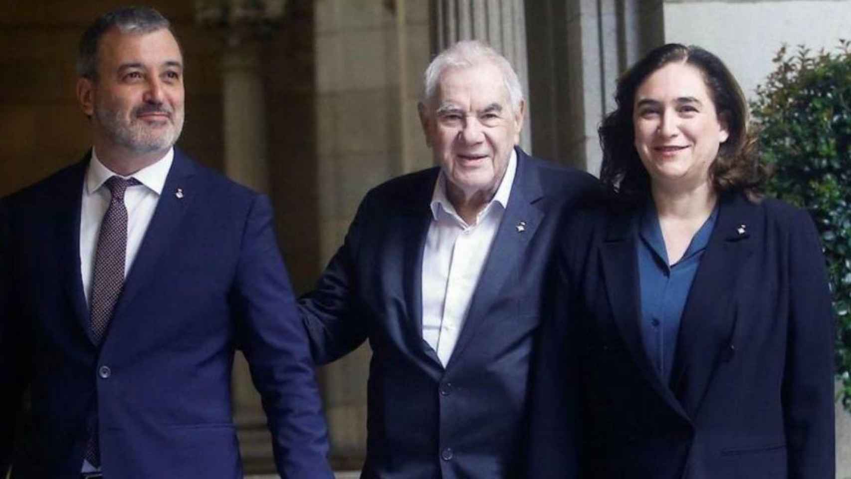 Jaume Collboni (PSC), Ernest Maragall (ERC) y Ada Colau (BComú) / EFE